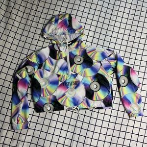 CD print cropped hoodie